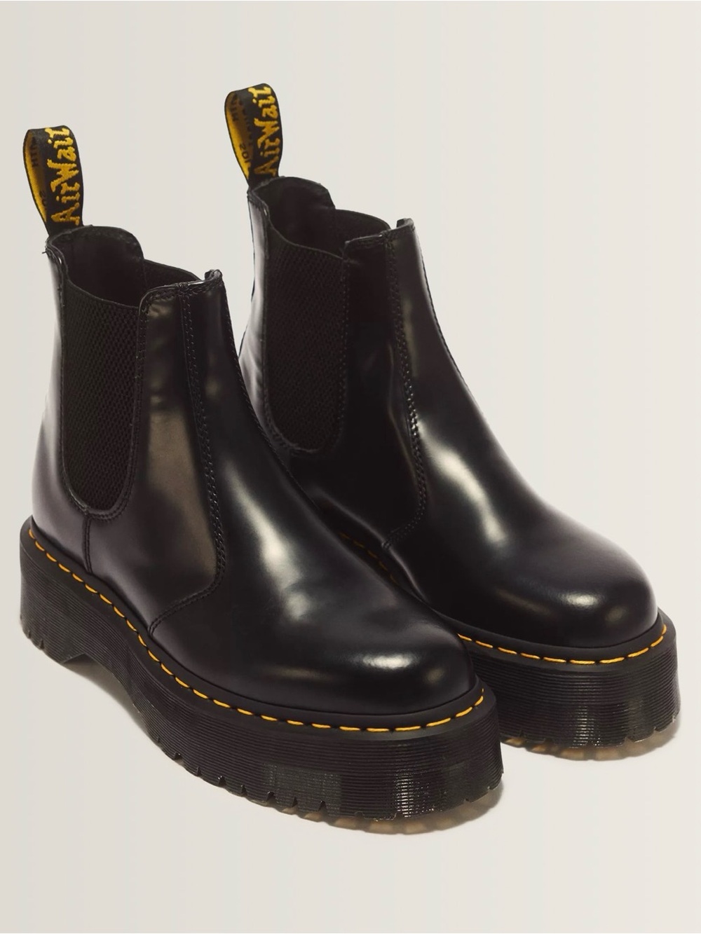 Dr. Martens 2976 Quad Black Leather Chelsea Platform Lug Boots Women 7L 6M EU 38